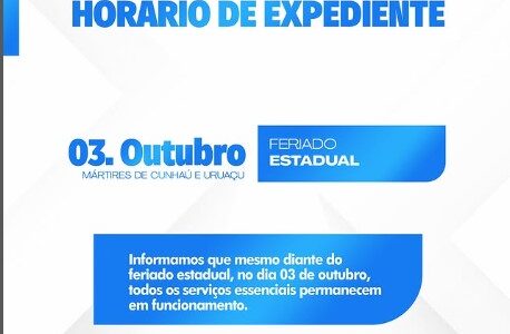 COMUNICADO – HORÁRIO DE EXPEDIENTE