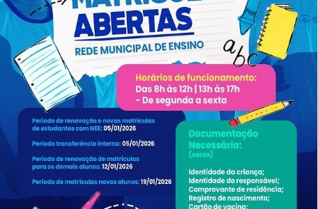 Matrículas Abertas – Rede Municipal de Ensino 