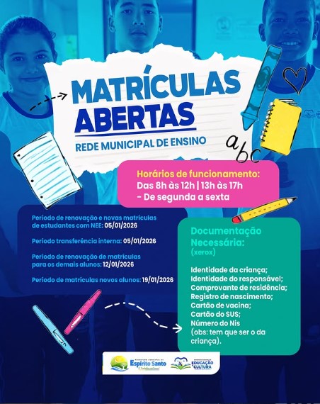 Matrículas Abertas – Rede Municipal de Ensino 