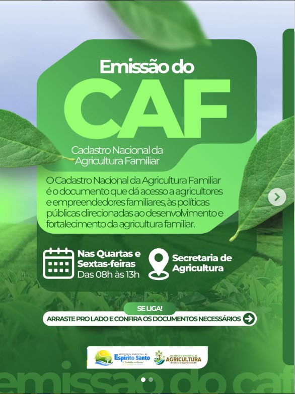 Emissão do CAF – Cadastro Nacional da Agricultura Familiar