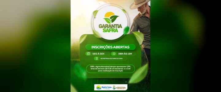 GARANTIA-SAFRA: inscrições abertas!
