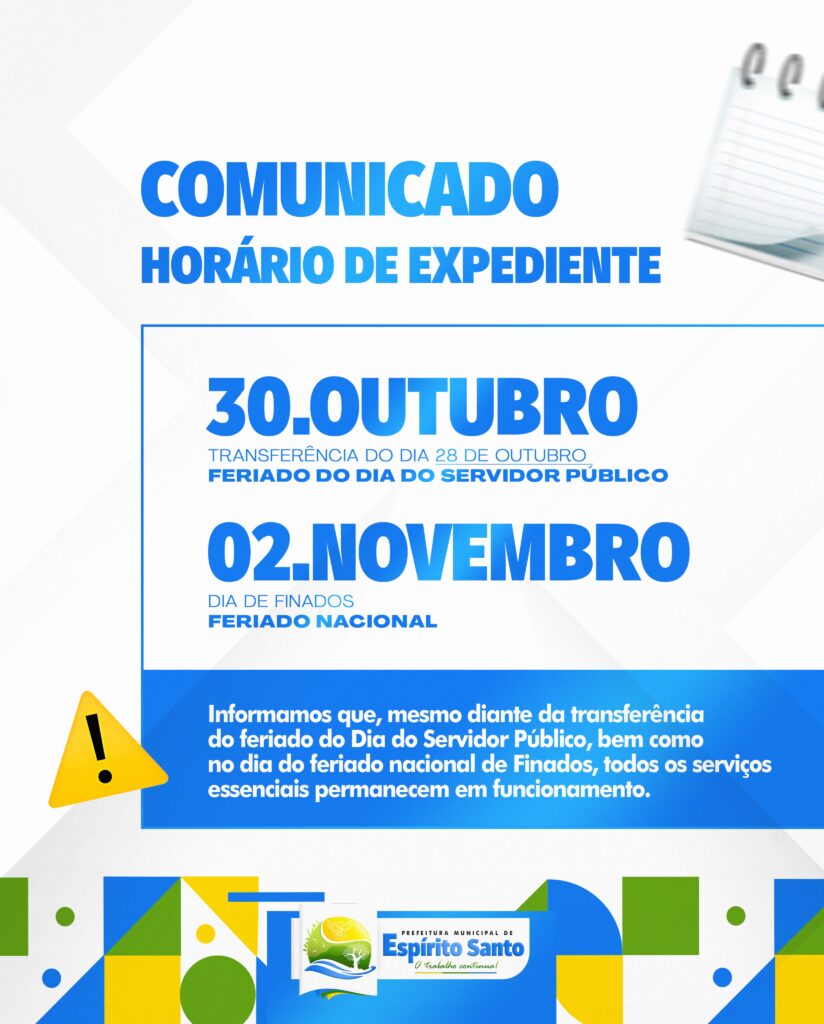 A Prefeitura Municipal de Espírito Santo informa à população
