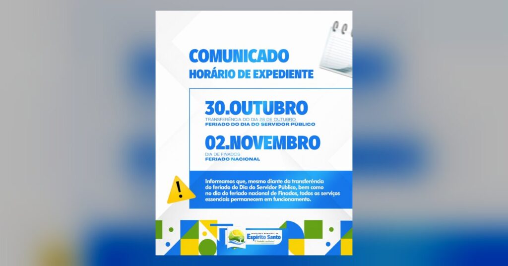 A Prefeitura Municipal de Espírito Santo informa à população